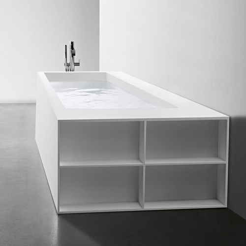 Vasca da bagno da appoggio - BIBLIO - ANTONIO LUPI - da incasso / in Corian® / con vano contenitore