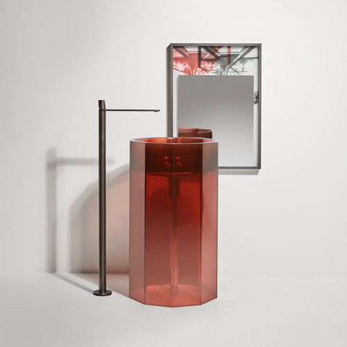 Lavabo autoportante - VITREO - ANTONIO LUPI - in resina / rotondo / contemporaneo