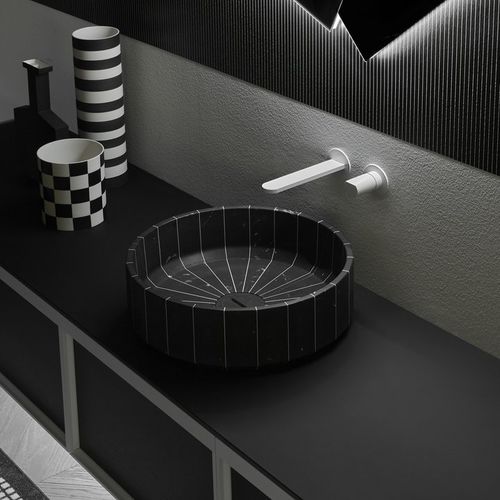 Lavabo da appoggio - FONTE - ANTONIO LUPI - in pietra / in resina / circolare