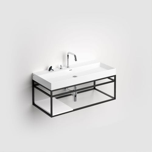 Lavabo sospeso - CL/02.01438 - Clou BV - in ceramica / con portasalviette integrato / con miscelatore