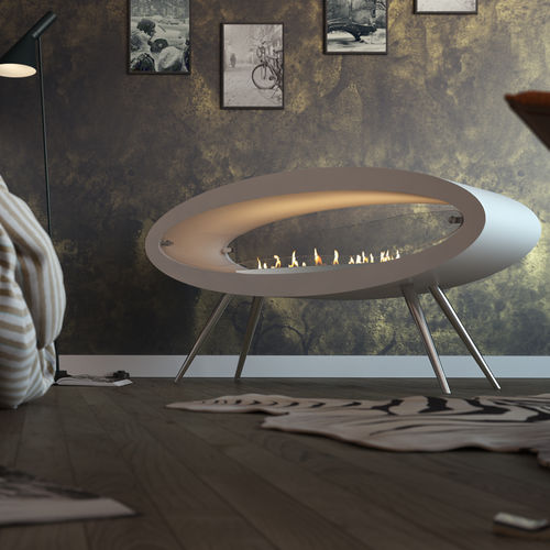 Camino a bioetanolo - ELLIPSE FLOOR - Decoflame - da appoggio / a doppia faccia / con focolare aperto