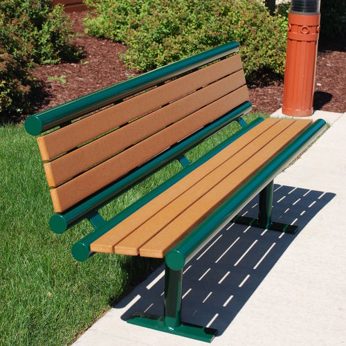 Panca per spazi pubblici contemporanea - FAIRWAY™ - Madrax/Thomas Steele - in plastica riciclata / in acciaio con rivestimento a polvere / in ipè