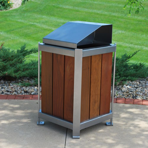 Portarifiuti pubblico - LOFTY™ - Madrax/Thomas Steele - in acciaio con rivestimento a polvere / in legno / con coperchio
