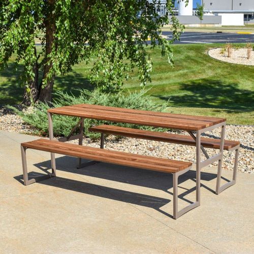 Tavolo da picnic contemporaneo - MIDVALE - Madrax/Thomas Steele - in ipè / con supporto in metallo / rettangolare