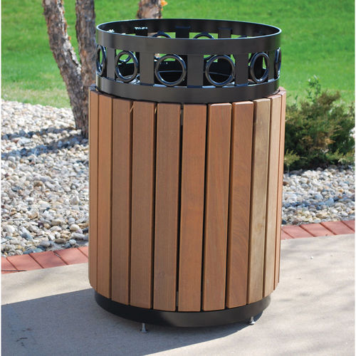 Portarifiuti pubblico - GRAMERCY™ - Madrax/Thomas Steele - in acciaio con rivestimento a polvere / in ipè / in plastica riciclata