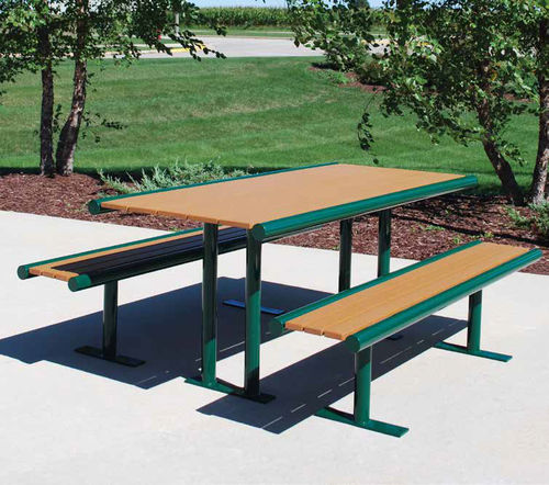 Tavolo da picnic contemporaneo - FAIRWAY™ - Madrax/Thomas Steele - in plastica riciclata / in ipè / con supporto in acciaio verniciato a polvere