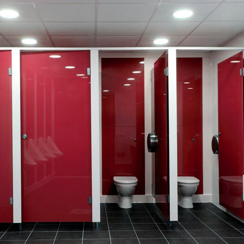 Cabina per bagni pubblici in vetro - Apton Partitioning Limited - per toilette / per interni
