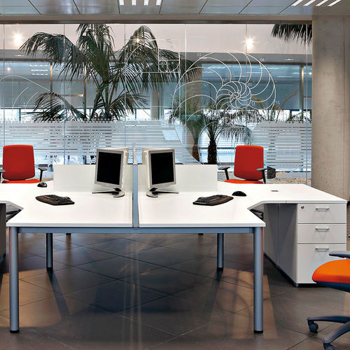Tavolo da lavoro design minimalista - COOL E100 - Actiu - in melaminico / in cromo / in vetro
