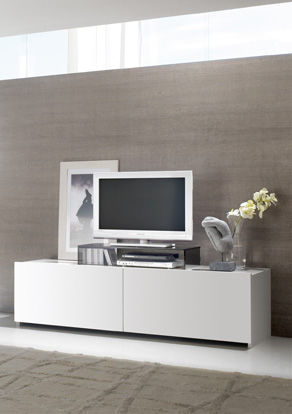 Mobile porta TV contemporaneo - WIDE - Le Monde Wood - in vetro / bianco