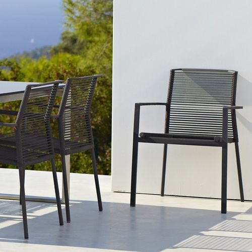 Sedia da pranzo contemporanea - EDGE - Cane-line A/S - da giardino / in corda / con supporto in alluminio