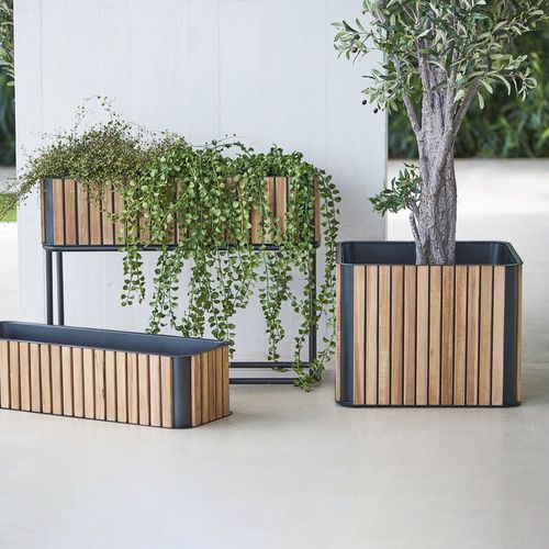 Fioriera in teak - COMBINE : 5703 - Cane-line A/S - in alluminio / quadrata / contemporanea