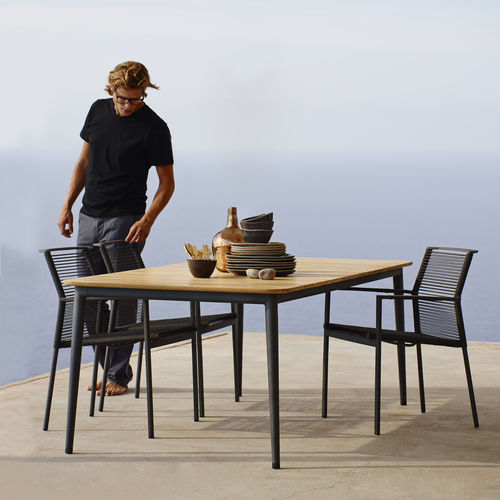 Tavolo da pranzo contemporaneo - CORE : 5027, 5028, 5029 - Cane-line A/S - in teak / in alluminio / con supporto in alluminio