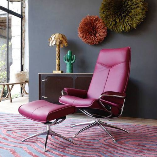 Poltrona contemporanea - CITY - Ekornes - in pelle / in tessuto / in acciaio