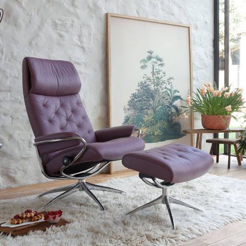 Poltrona contemporanea - METRO - Ekornes - in pelle / in tessuto / con poggiapiedi