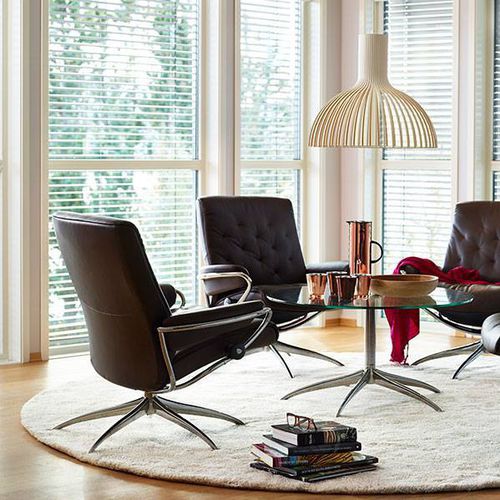 Poltrona contemporanea - METRO - Ekornes - in pelle / reclinabile / su misura