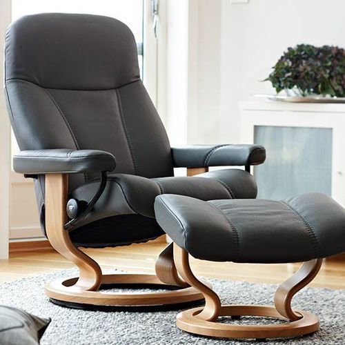 Poltrona contemporanea - CONSUL - Ekornes - in pelle / in tessuto / in legno