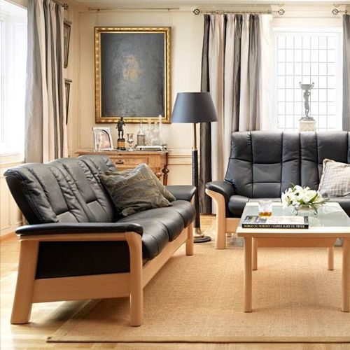 Divano classico - BUCKINGHAM - Ekornes - in tessuto / in pelle / reclinabile