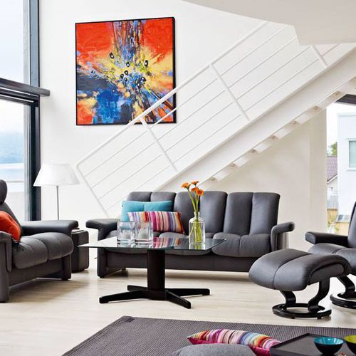 Divano contemporaneo - LEGEND - Ekornes - in pelle / con poggiatesta / nero