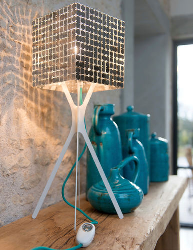 Lampada da tavolo - FRACTALE SQUARE - LE LABO DESIGN - in acciaio inossidabile / in acciaio laccato / in acciaio inossidabile lucido