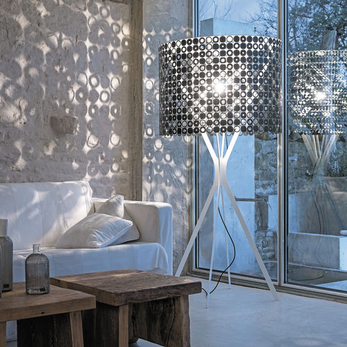 Lampada da terra - BUBBLE ROUND - LE LABO DESIGN - in acciaio inossidabile / in acciaio laccato / in acciaio inossidabile lucido