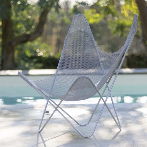 Poltrona design originale - AA - LE LABO DESIGN - in acciaio inossidabile / bianca