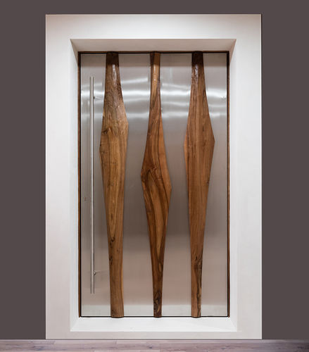Porta d'ingresso - SILEX - ATELIER BERTOLI  Design Production - in noce / in acciaio inossidabile / battente