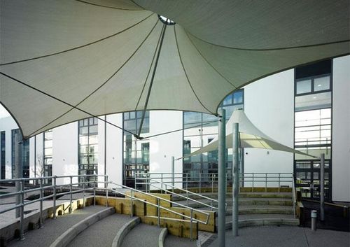 Tensostruttura a membrana e funi - HYPAR : FLYING CONIC - Fabric Architecture - per tettoia d'entrata / con membrana in PVC / per eventi