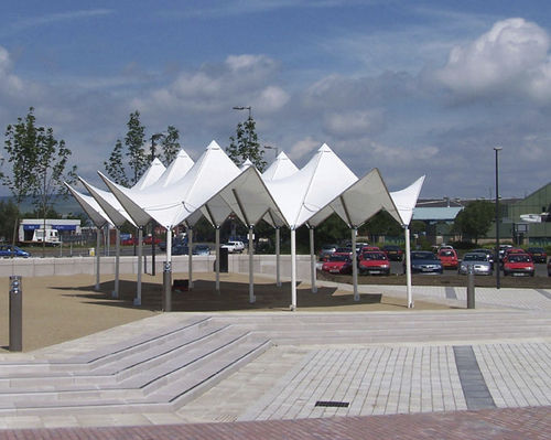 Tensostruttura padiglione - PAGODA : MULTI - Fabric Architecture - su ossatura metallica / per tettoia / con membrana in PVC