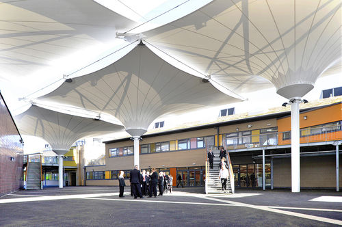 Tendone parasole in tela - INVERSE CONIC EVO - Fabric Architecture - per spazio pubblico