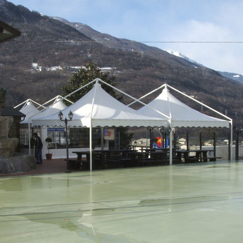 Gazebo in acciaio galvanizzato - Pagoda New - SPRECH S.r.l. - in tessuto ignifugo / tetto in tela / con tetto in PVC