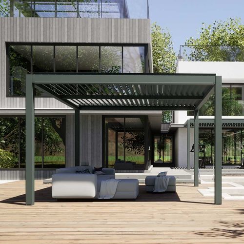 Pergola autoportante - QBox Easy - SPRECH S.r.l. - addossata / in alluminio / in acciaio inossidabile