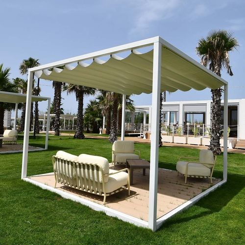 Pergola autoportante - Beach Wave - SPRECH S.r.l. - addossata / in alluminio / con copertura scorrevole in tela PVC