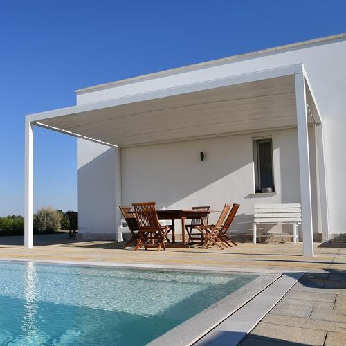 Pergola autoportante - Beach K - SPRECH S.r.l. - in alluminio / con copertura scorrevole in tela PVC / su misura