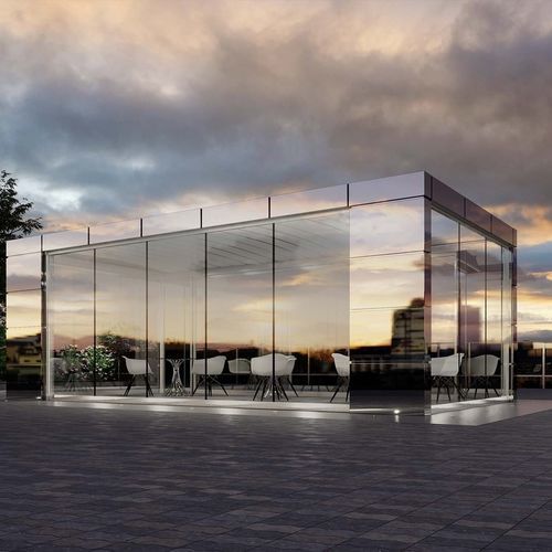 Pergola autoportante - QBox Mirror - SPRECH S.r.l. - in alluminio / in acciaio / in vetro