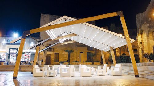 Pergola autoportante - Liama Est - SPRECH S.r.l. - in legno / in acciaio galvanizzato / con copertura in tela
