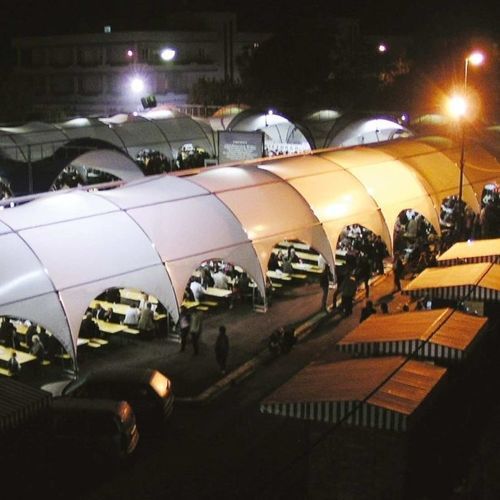 Tensostruttura su ossatura metallica - Arcotunnel - SPRECH S.r.l. - ad arco / per copertura / con membrana in poliestere