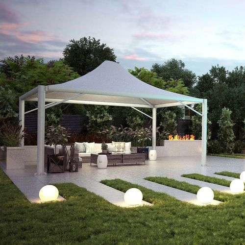 Gazebo in acciaio galvanizzato - Airone Rubino - SPRECH S.r.l. - in tessuto ignifugo / tetto in tela / con tetto in PVC