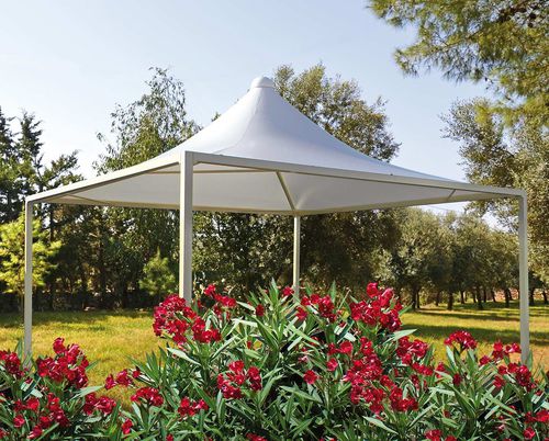 Gazebo in acciaio galvanizzato - Airone Minimax - SPRECH S.r.l. - in tessuto ignifugo / tetto in tela / con tetto in PVC