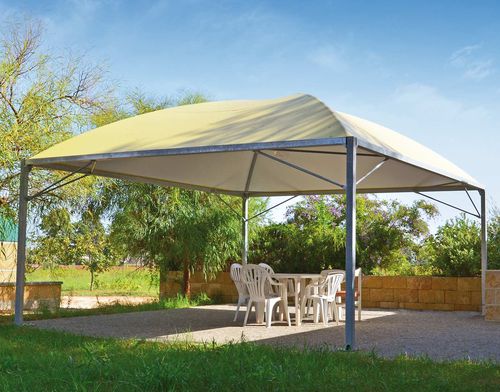 Gazebo in acciaio galvanizzato - Cicogna Minimax - SPRECH S.r.l. - in tessuto ignifugo / tetto in tela / con tetto in PVC