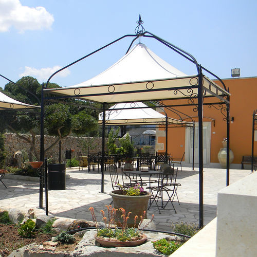 Gazebo in acciaio galvanizzato - Barocco Out - SPRECH S.r.l. - in tessuto ignifugo / tetto in tela / con tetto in PVC