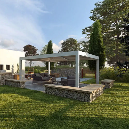 Pergola autoportante - QBox Giza - SPRECH S.r.l. - addossata / in alluminio / in acciaio galvanizzato