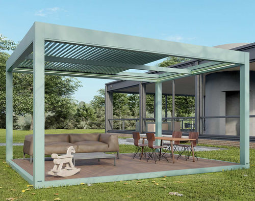 Pergola autoportante - QBox Smart - SPRECH S.r.l. - addossata / in alluminio / in acciaio