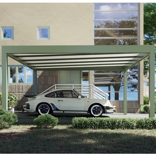 Pergola autoportante - QBox Linea - SPRECH S.r.l. - addossata / in acciaio / con copertura in tela