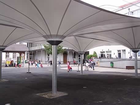 Tensostruttura a membrana e funi - Spécial Textile - per tettoia / con membrana in PVC / per scuola