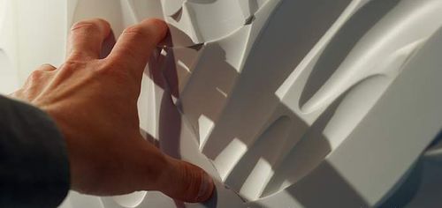 Pannello decorativo da parete - THE O-SCOPE EXHIBIT  - Dupont Building and Construction - in Corian® / in legno massiccio / 3D