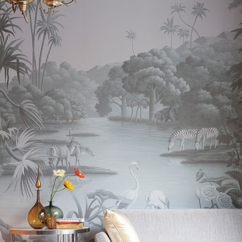 Carta da parati classica - AFRICAN SAVANNAH - DE GOURNAY - con motivi naturali / monocromatica / aspetto tessuto