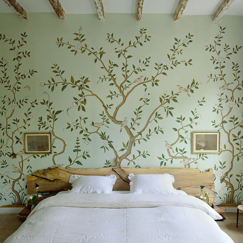 Carta da parati classica - GUSTAVIAN GARDEN - DE GOURNAY - con motivi naturali / aspetto tessuto / fatta a mano