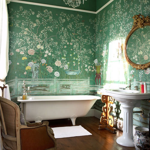 Carta da parati classica - TEMPLE NEWSAM  - DE GOURNAY - con motivi floreali / motivi cinesi / aspetto tessuto