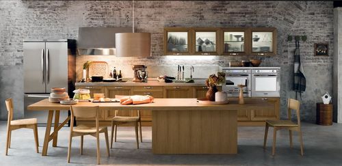 Cucina classica - FREE-07 - Corazzin Group - Contract & hotel - in rovere / in vetro / in acciaio inossidabile