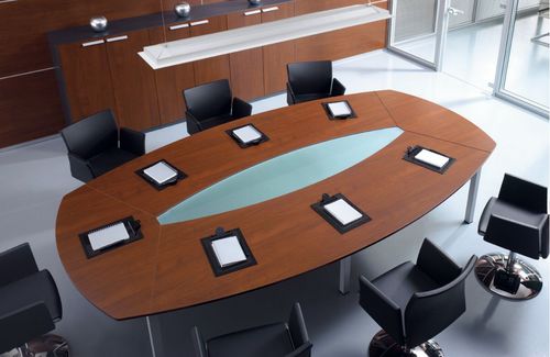 Tavolo da conferenza contemporaneo - DOMINO-10 - Corazzin Group - Contract & hotel - in legno / in vetro / ovale